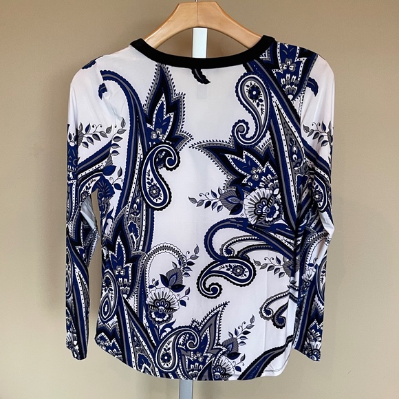 INC Blue Black White Paisley Top - Picture 4 of 4